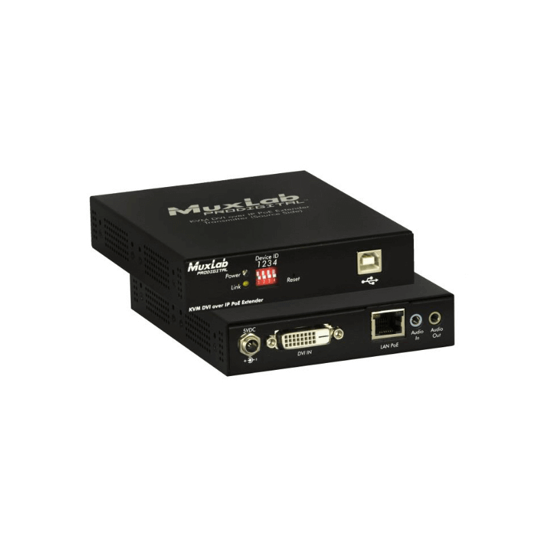 Подовжувач MuxLab провідний KVM DVI over IP PoE Extender Kit 500771-RX / TX 